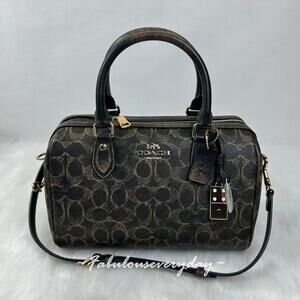 Coach Rowan Satchel Bag Loved Signature Canvas With Charms CDY16 Gold/Brown NWT